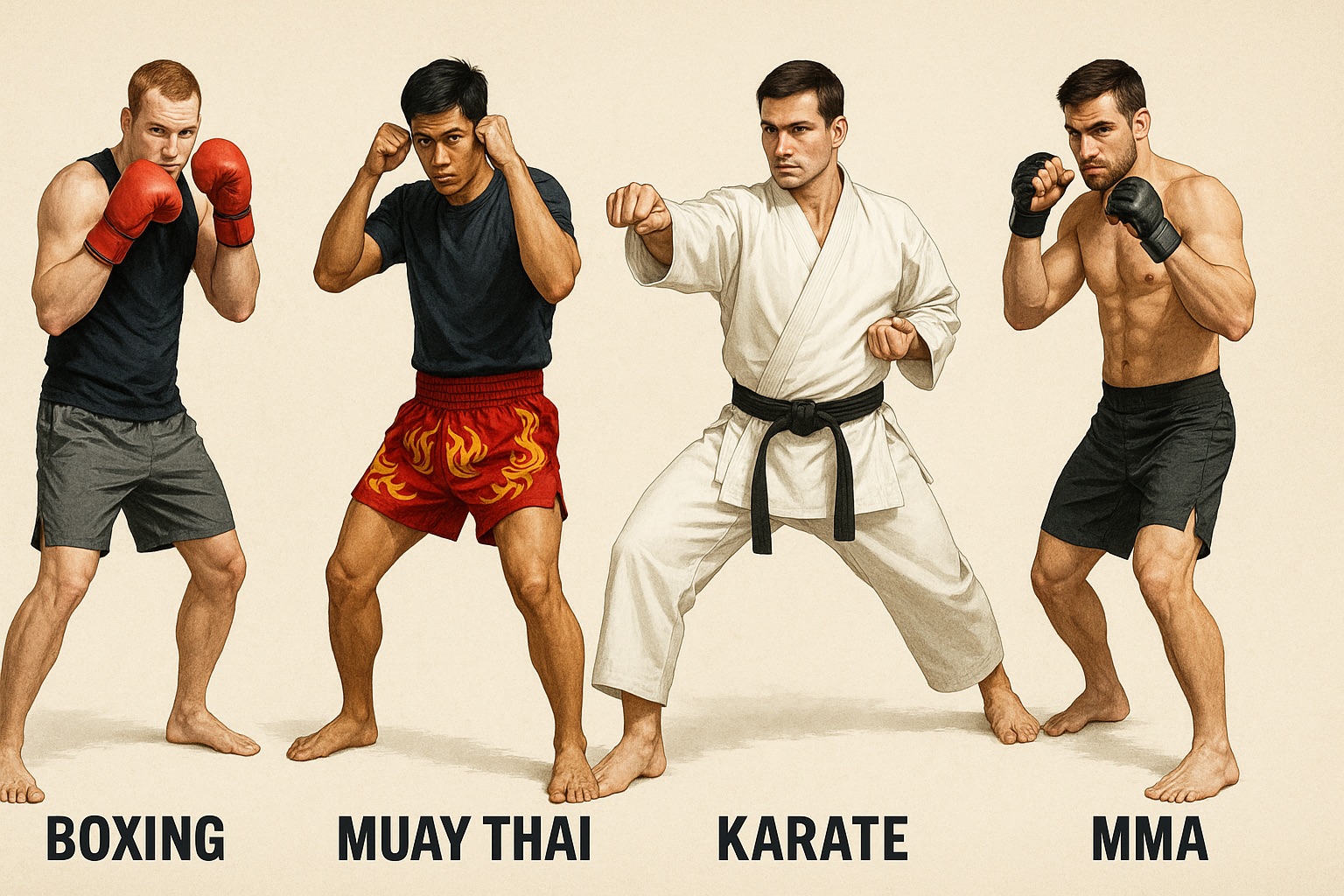 Базовые стойки и передвижения в разных боевых искусствах